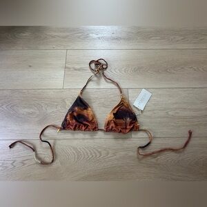 NWOT Musera Earthy Brown and Tan Bikini Top